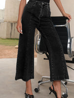 Seam Detail Flared Bottom Ankle Length Jeans - Ladyez
