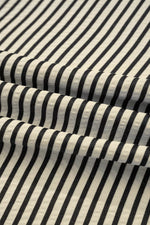 Stripe V Neck Zip Front Cinched High Waist Midi Dress