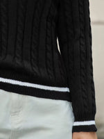 Classic Cable Knit V-Neck Sweater