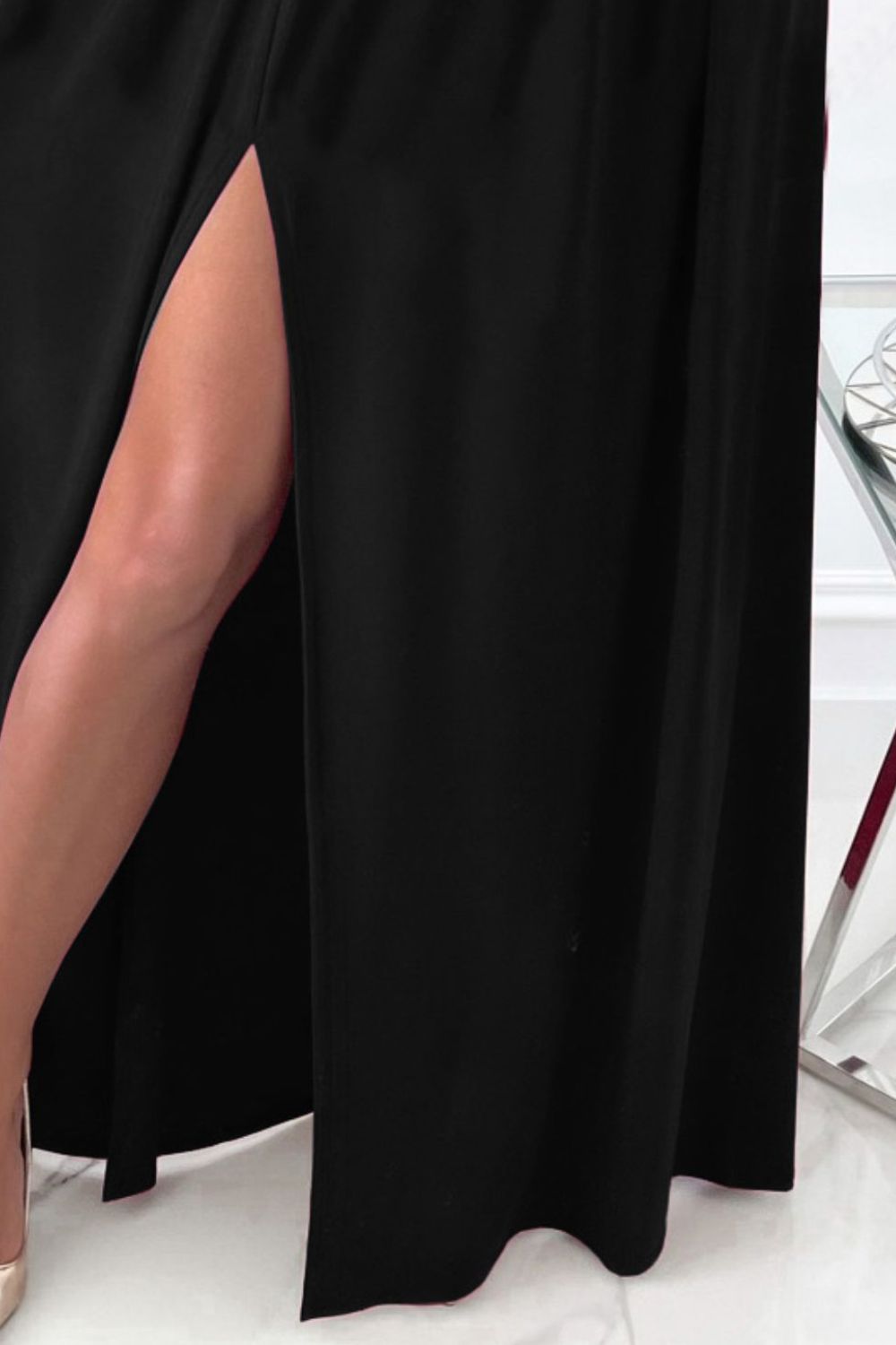 Slit Surplice Long Sleeve Maxi Dress - Ladyez