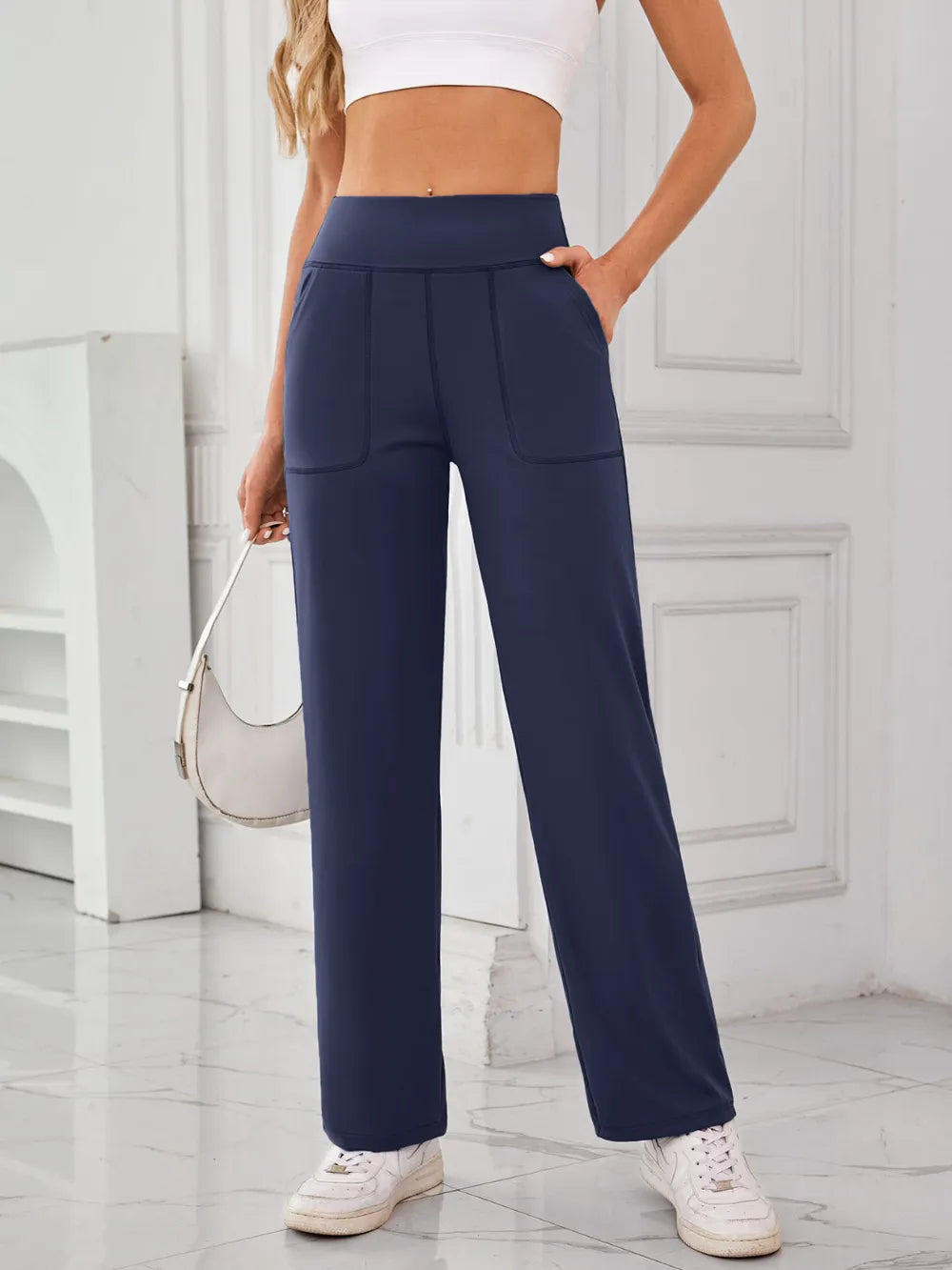 Lovelet High Waist Active Pants with Pockets - Ladyez