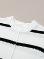 Striped Batwing Sleeve Knit Top
