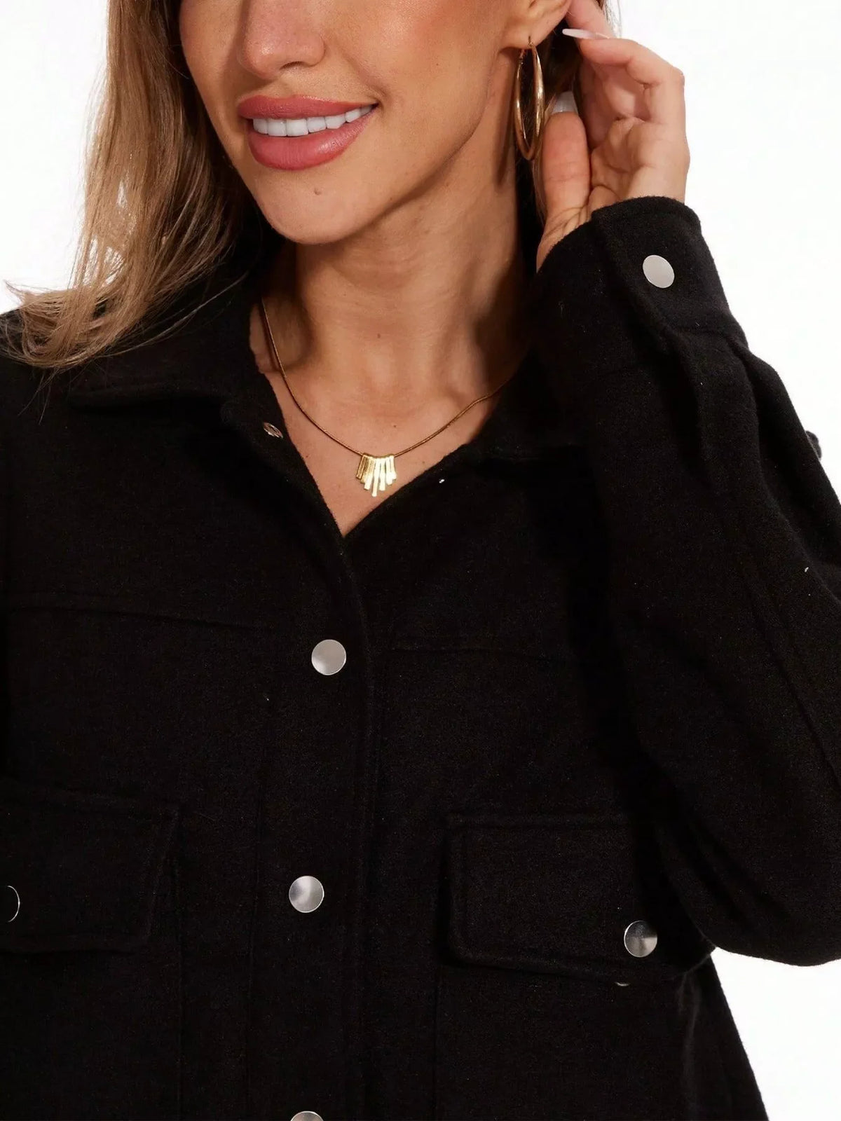 Snap Down Long Sleeve Jacket