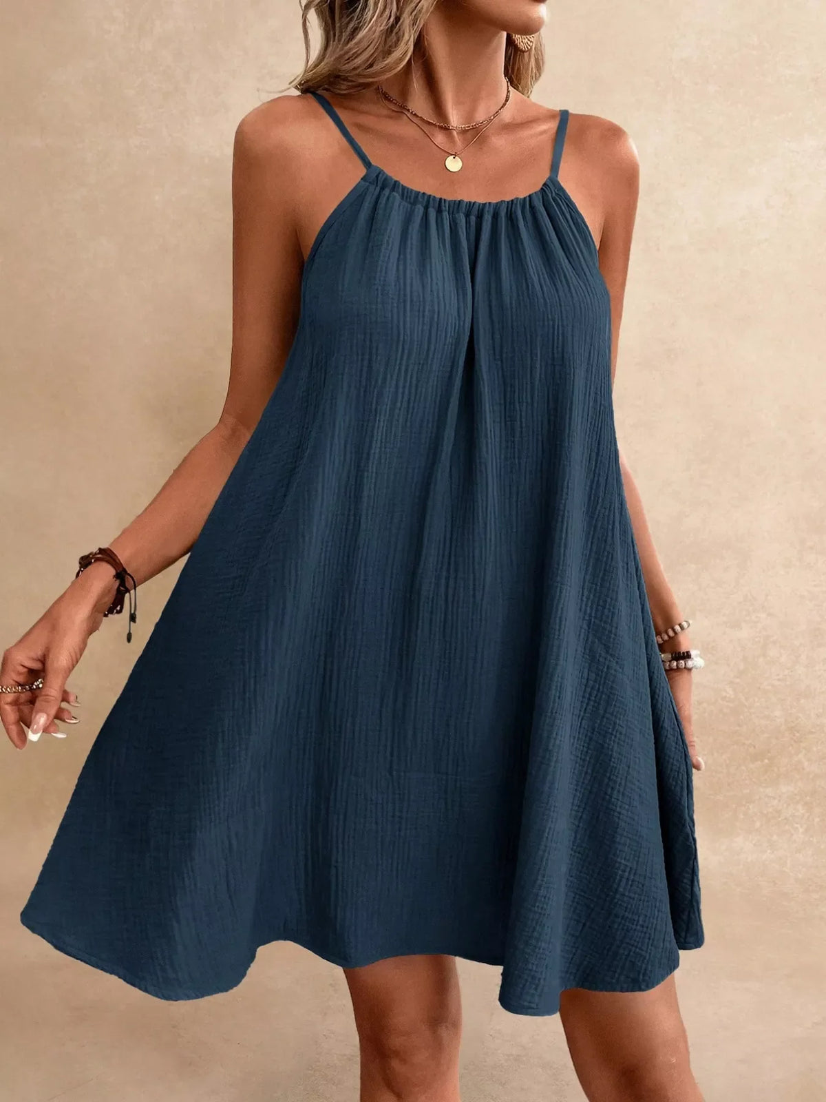 Casual Loose Spaghetti Strap Mini Dress