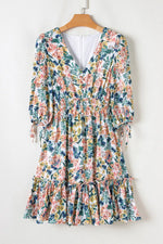 Floral Print Ruffle Hem Mini Dress