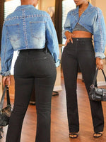 Studded One Button Cropped Denim Top