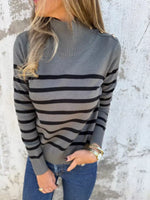 Full Size Striped Turtleneck Long Sleeve Sweater Plus Size