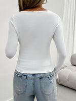 Devine Lace Detail Scoop Neck Long Sleeve T-Shirt - Ladyez