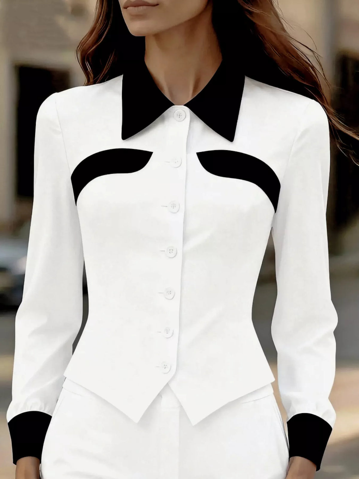 Contrast Button-Down Shirt