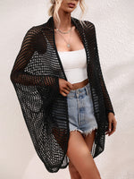 Openwork Open Front Longline Cover Up - Ladyez