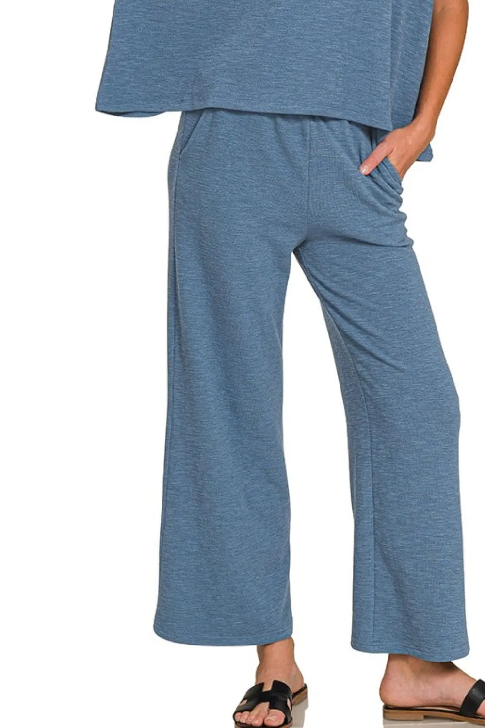 Zenana Cotton Slub Top & Pants Set - Ladyez
