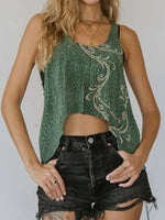 Printed Scoop Neck Tank - Ladyez