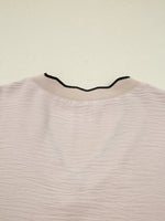 Contrast Scallop Trim V Neck Long Sleeve Blouse
