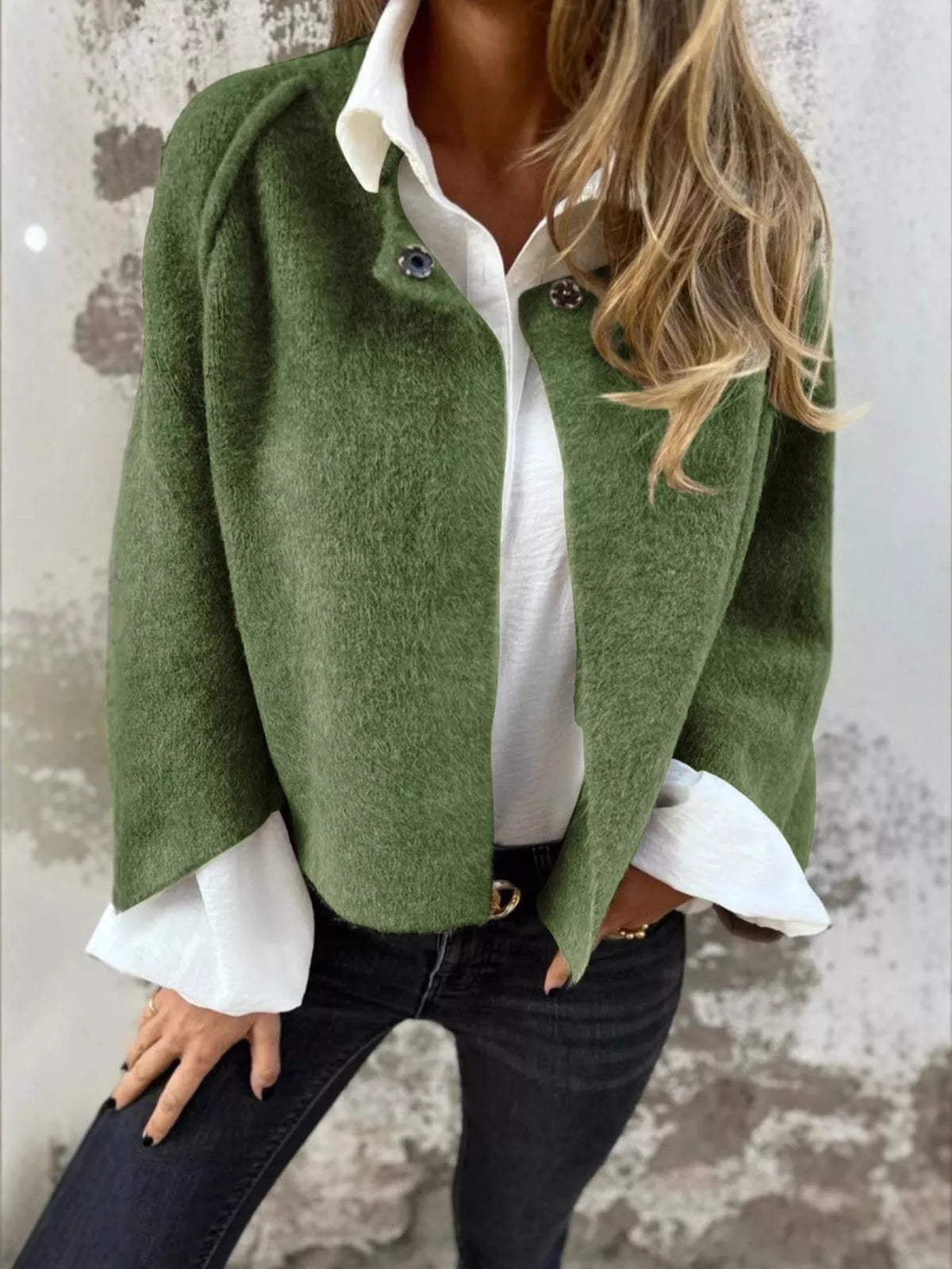 Full Size Solid Color Long Sleeve Outerwear Plus Size