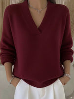 Full Size V-Neck Dropped Shoulder Sweater Plus Size