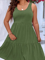 Plus Size Tiered Scoop Neck Tank Dress - Ladyez