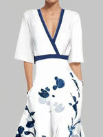 Floral Print Half Sleeve Maxi Dress with Pockets