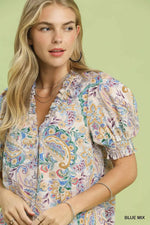 Umgee Mix Paisley Floral Button Down Shirt