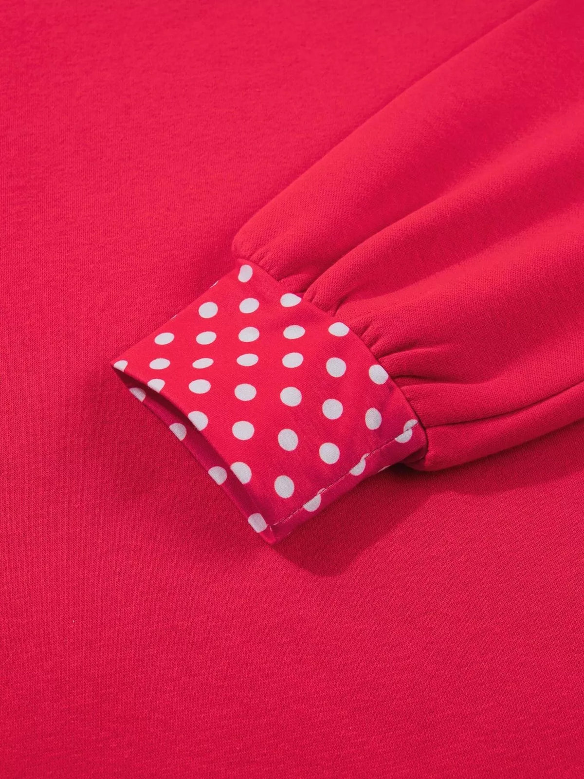 Polka Dot Trim Contrast Crew Neck Sweatshirt