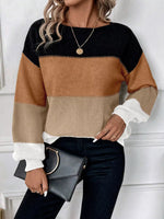 Color Block Round Neck KnitSweater