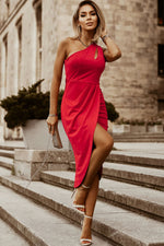 Ruched Cutout Single Shoulder Dress - Ladyez