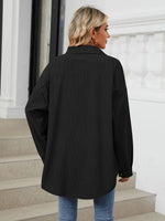 Collared Neck Long Sleeve Dropped Shoulder Shirt