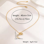 18K Gold-Plated Rhinestone Star & Moon Necklace