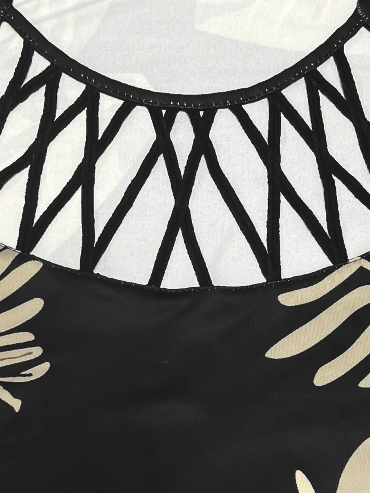 Tropical Leaf Print Halter Neck Mini Dress with Cutout Detail - Ladyez