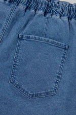Drawstring High Waist Denim Shorts with Pockets