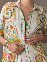 Printed Button Up Shirt and Shorts Set