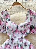 Floral Print Ruffle Hem Midi Dress