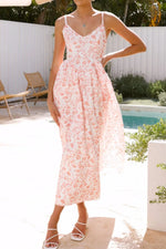 Bow Back Printed V-Neck Cami Dress - Ladyez
