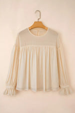 Round Neck Ruffle Sleeve Blouse
