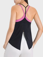 Millennia Slit Spaghetti Strap Scoop Neck Active Cami - Ladyez