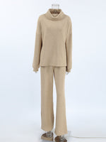 Turtleneck Long Sleeve Top and Pants Set