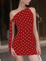 Polka Dot Sleeveless Mini Dress with Bow Accents