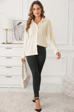 Textured Collared Neck Long Sleeve Shirt