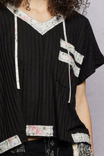 POL Short Sleeve Hooded Top with Back-Open Detail