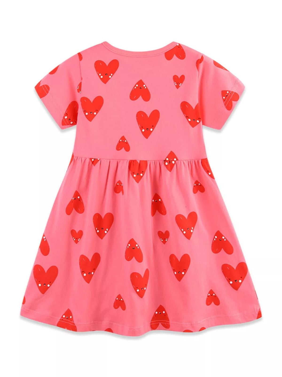 Children's Heart Print Pocket Detail Casual Dress