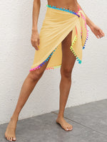 Rainbow Pompom Trim Swim Skirt - Ladyez