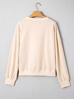 Raw Edge Flower Patch Drop Shoulder Casual Top