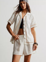 Button Up Short Sleeve Shirt and Shorts Set