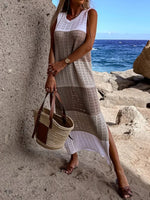 Slit Color Block Wide Strap Cover Up - Ladyez
