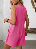 Pocketed Round Neck Sleeveless Romper