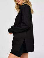 Quarter-Zip Dropped Shoulder Sweatshirt