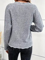 Contrast Trim V-Neck Sweater