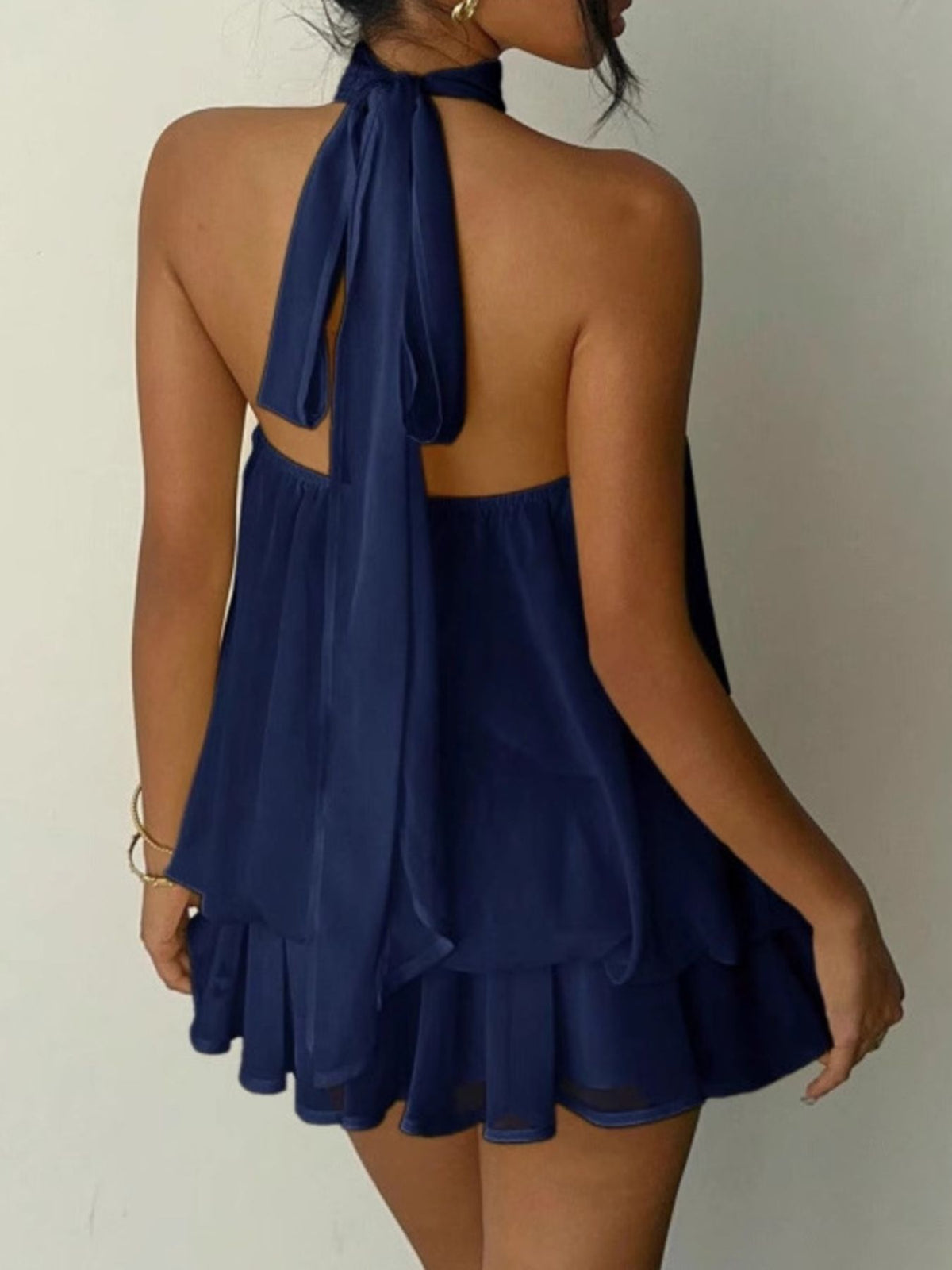 Halter Neck Layered Mini Dress