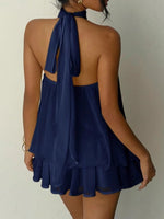 Halter Neck Layered Mini Dress