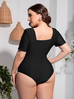 Plus Size Scoop Neck Short Sleeve One-Piece Swimsuit - Ladyez