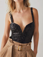 Sequin Wide Strap Bodysuit - Ladyez